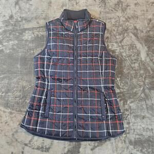 Tommy Hilfiger Ladies L Blue, Red,  WHITE Plaid Puffer Vest